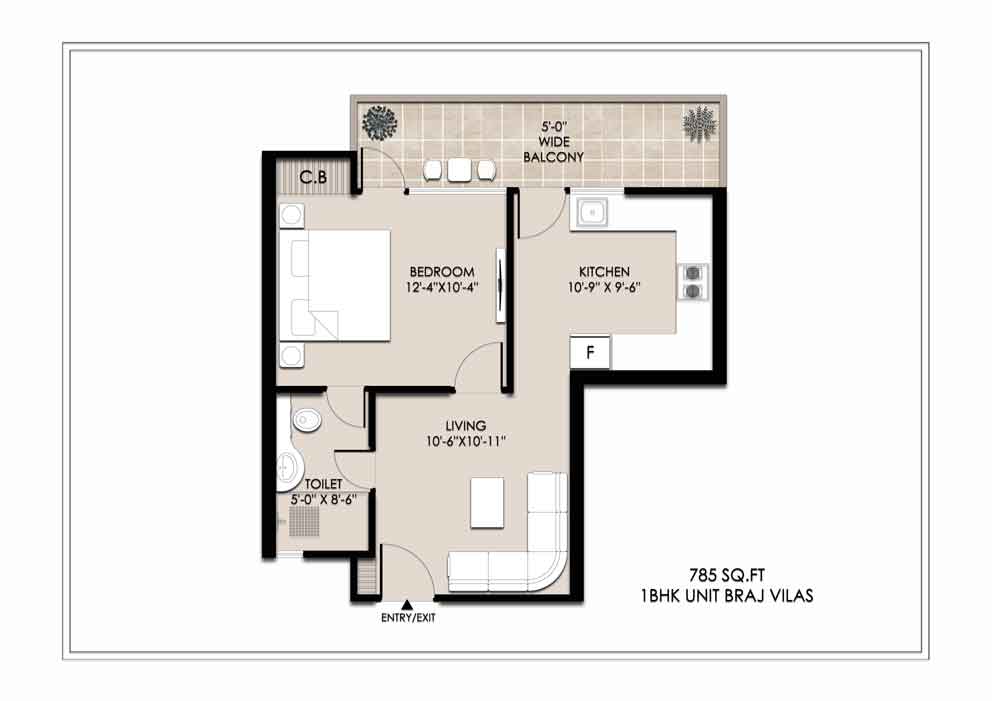 1 BHK Floor Plan Braj Vilas 655 sq ft