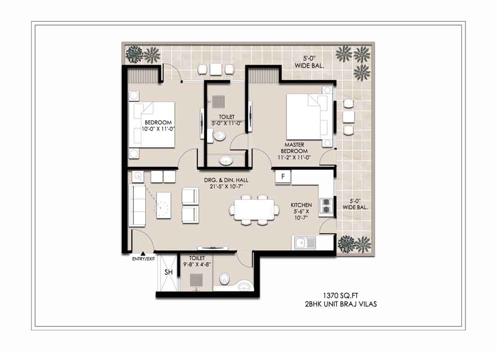 2 BHK Floor Plan Braj Vilas